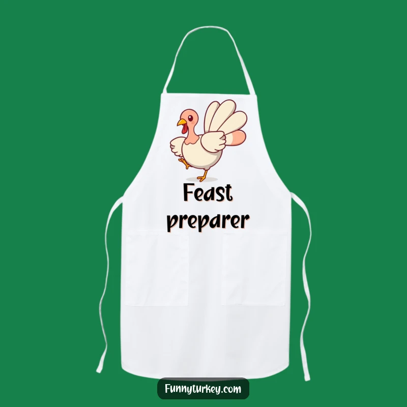 Funny Turkey Chef Apron: Cute Kawaii Dancer, Kitchen Funny Holiday Gift