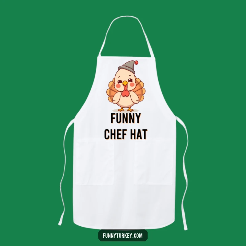 Funny Turkey Party Apron: Giggling Kawaii Hat Design, Kitchen Funny Gift