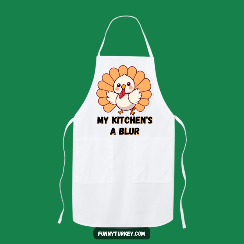 Funny Kawaii Turkey Apron: Joyful Spinning Chef Apparel for a Humorous Kitchen