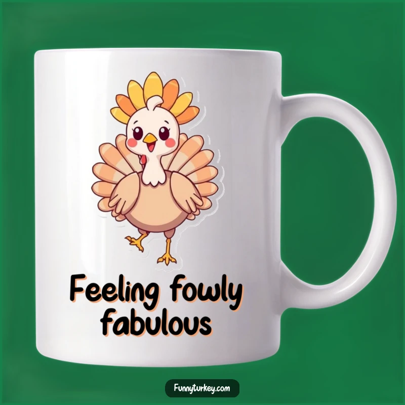 Funny Kawaii Turkey Headdress Mug: Proud Strutting Bird for a Hilarious Gift