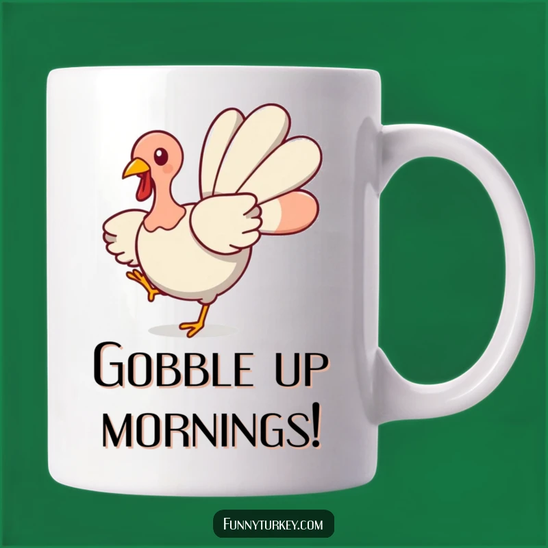 Funny Happy Turkey Mug: Cute Kawaii Dancer, Perfect Thanksgiving Funny Gift