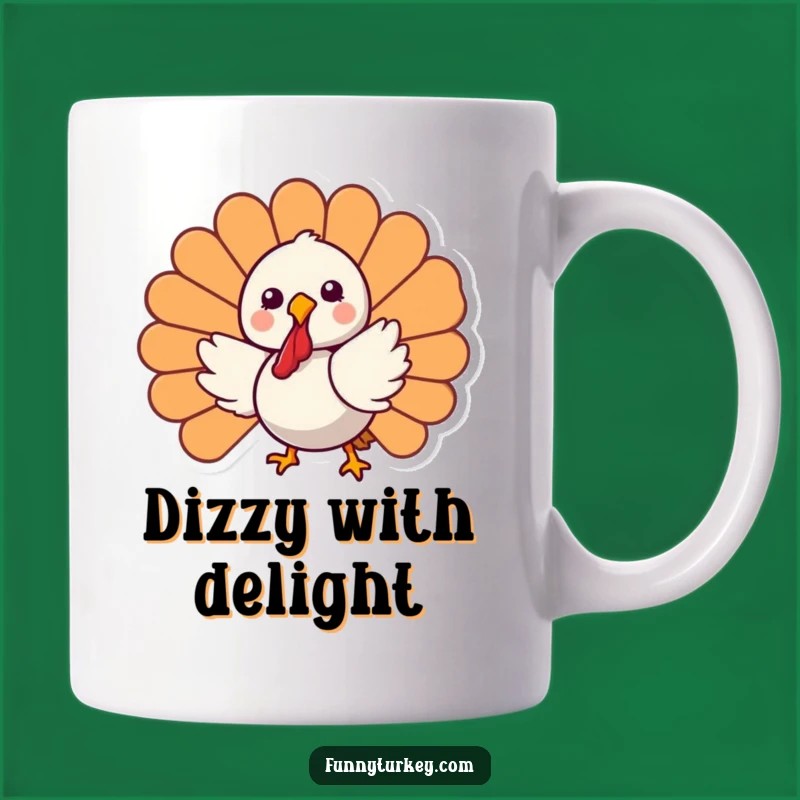 Funny Kawaii Turkey Mug: Joyful Spinning Turkey Perfect for Thanksgiving Gifts