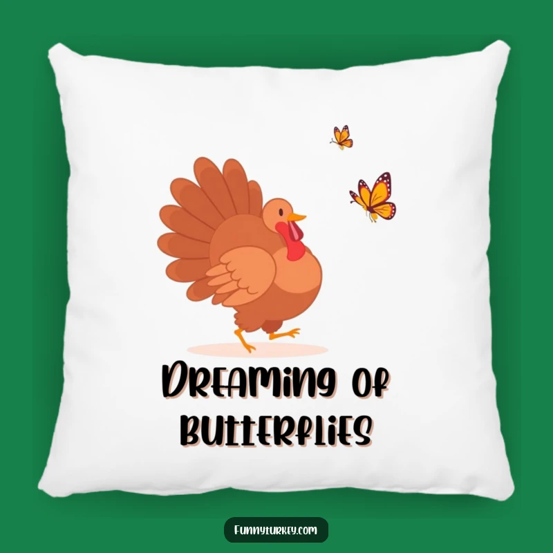 Comfy Funny Turkey Silhouette Butterfly Chase Pillow - Soft & Humorous Home Decor Gift