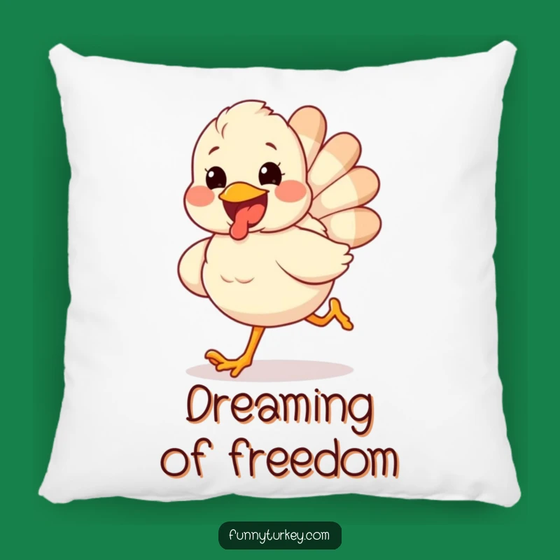 Funny Excited Turkey Pillow: Cozy Lumbar Cushion for Holiday Cheer