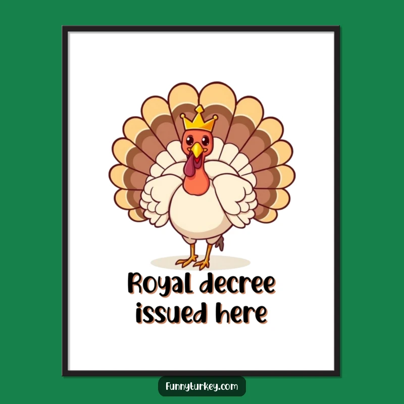 Funny Crowned Turkey Digital Art: Regal Laughs for Your Walls!