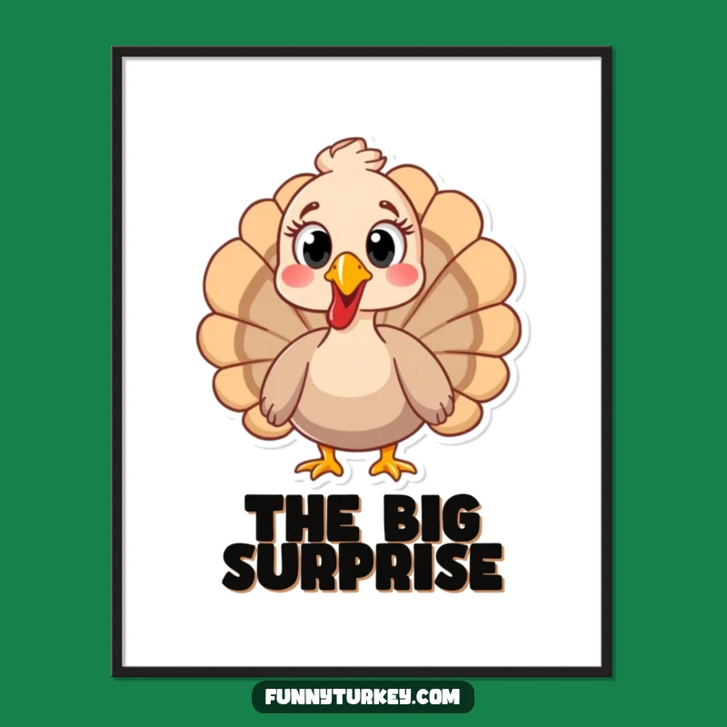 Funny Surprised Turkey Digital Print - Instant Humorous Wall Art Gift
