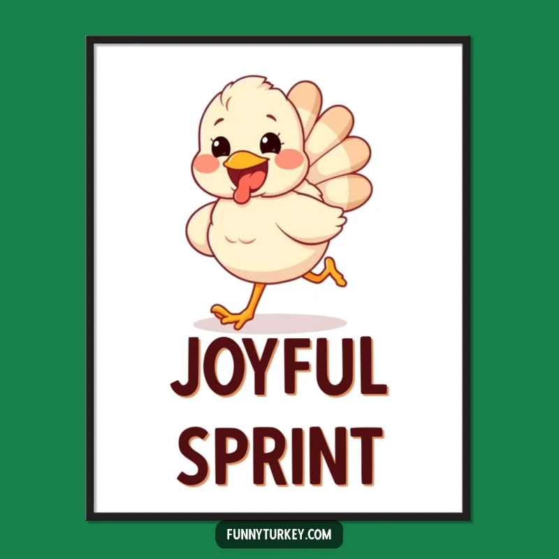 Funny Turkey Run Digital Print: Hilarious Wall Art for Festive Spaces