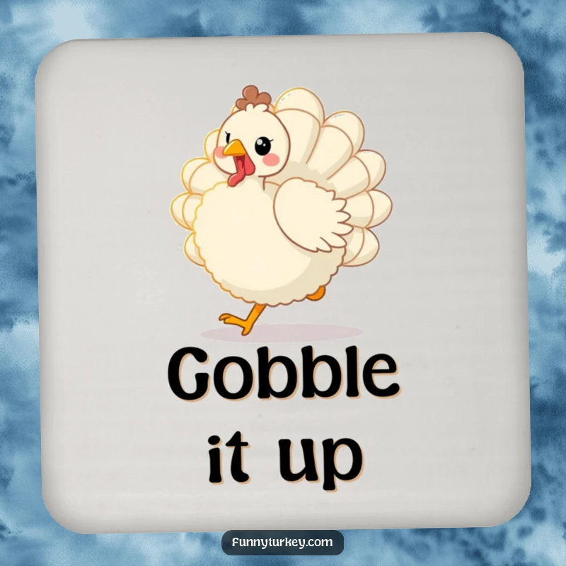 Funny Kawaii Turkey Coaster: Protects surfaces with a cute, fluffy bird doing a joyful trot, adding a funny accent to tabletops.