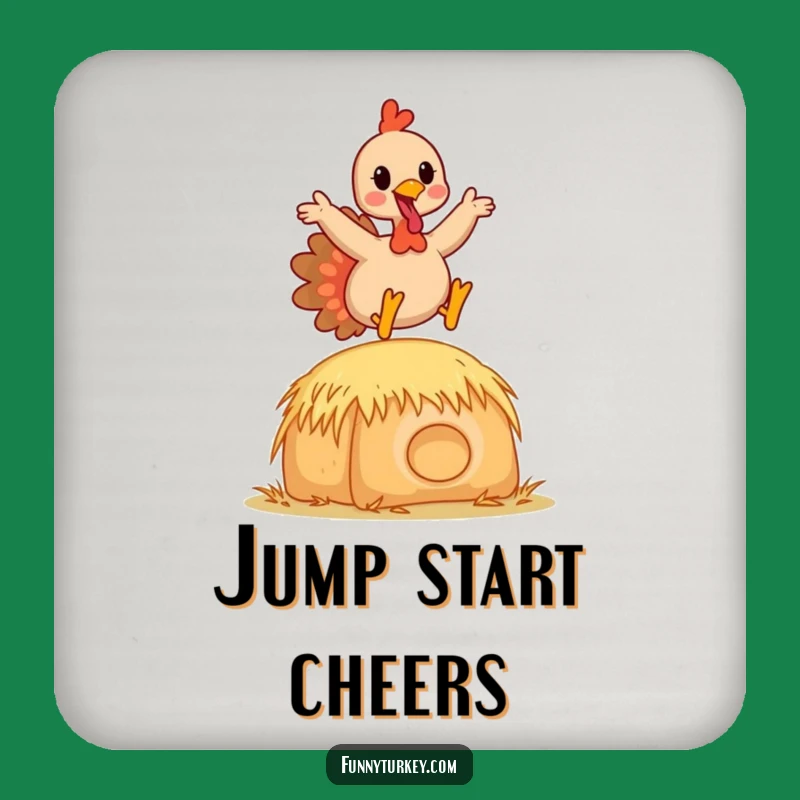 Funny Kawaii Turkey Hay Bale Coaster: Joyful Leaping Protection for Surfaces