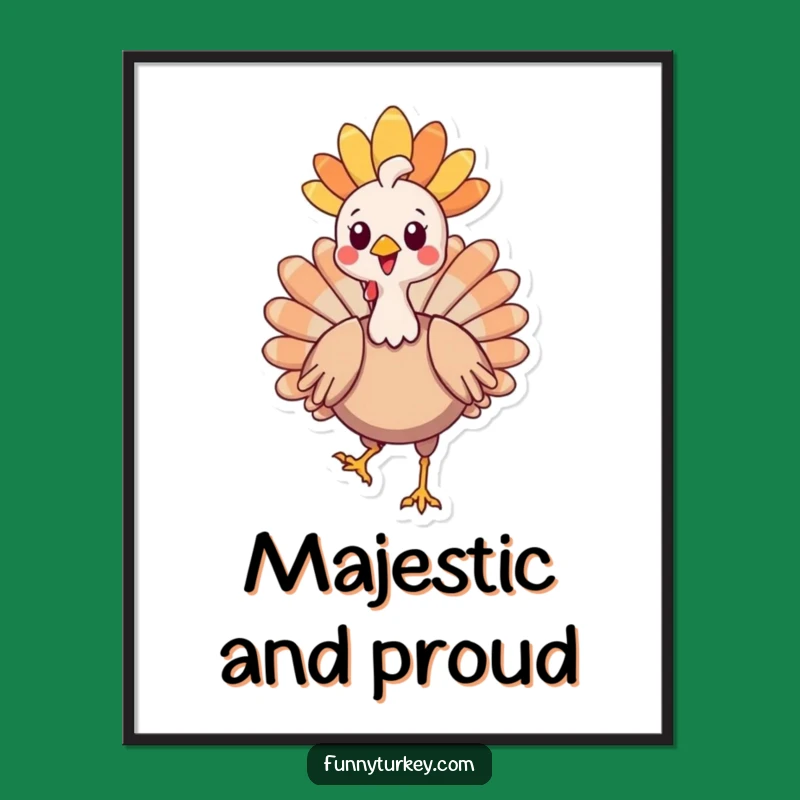 Funny Kawaii Turkey Headdress Poster: Proud Strutting Art for Festive Walls