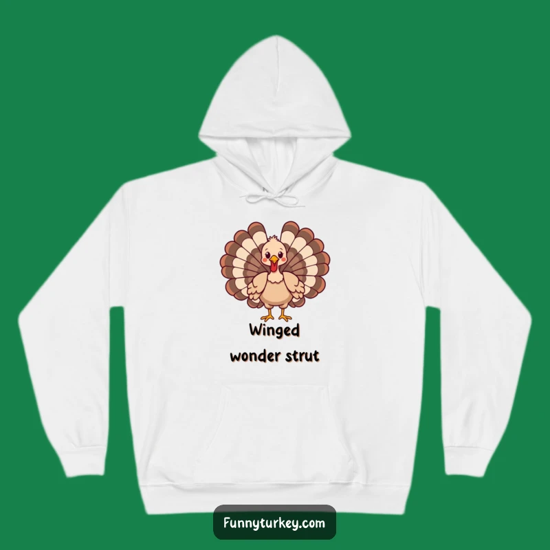 Cozy Funny Cartoon Turkey Strut Hoodie - Warm & Humorous Bird Gift