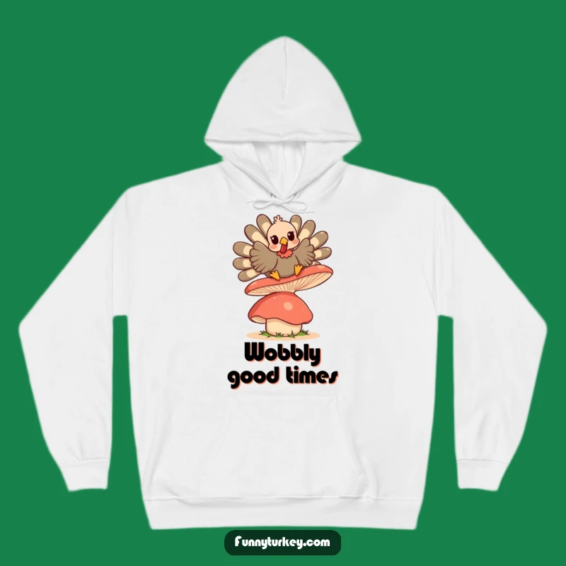 Cozy Funny Kawaii Turkey Mushroom Bounce Hoodie: Warmth and Giggles