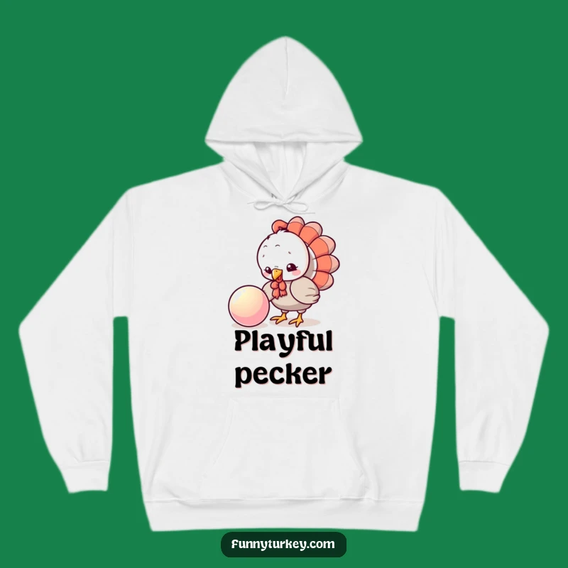 Funny Cozy Turkey Hoodie: Playful Kawaii Ball Pecking, Warm Funny Gift