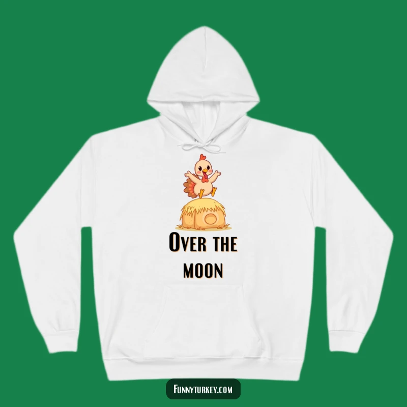 Funny Kawaii Turkey Hay Bale Hoodie: Cozy & Joyful Leaping Bird for Warmth