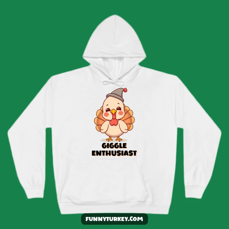 Funny Cozy Turkey Hoodie: Giggling Kawaii Hat Wearer, Warm Funny Gift