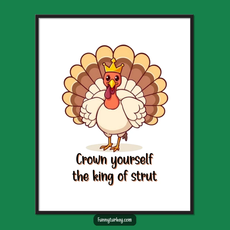 Free Printable Wall Art: Funny Crowned Turkey for Regal Home Decor