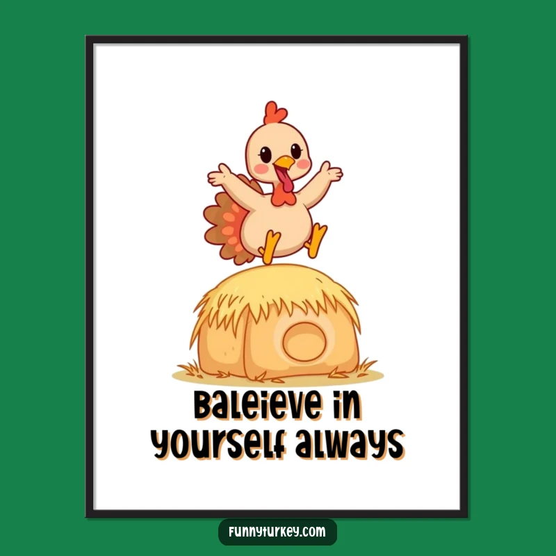 Funny Free Printable Wall Art: Happy Turkey Jumping - Downloadable Decor