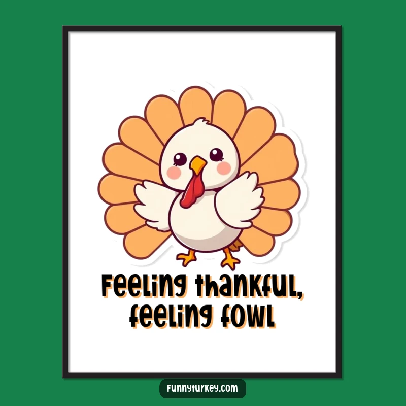 Funny Free Printable Wall Art: Kawaii Turkey Spinning - Downloadable Decor