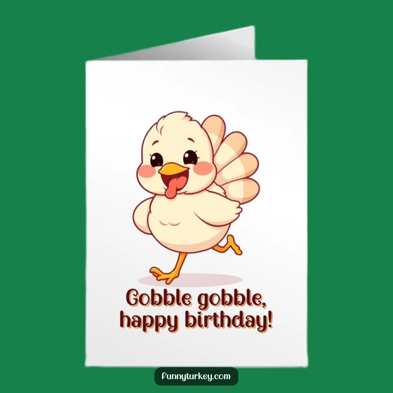 Free Printable Birthday Card: Gleeful Turkey's Run - Funny Downloadable Gift Party Animal
