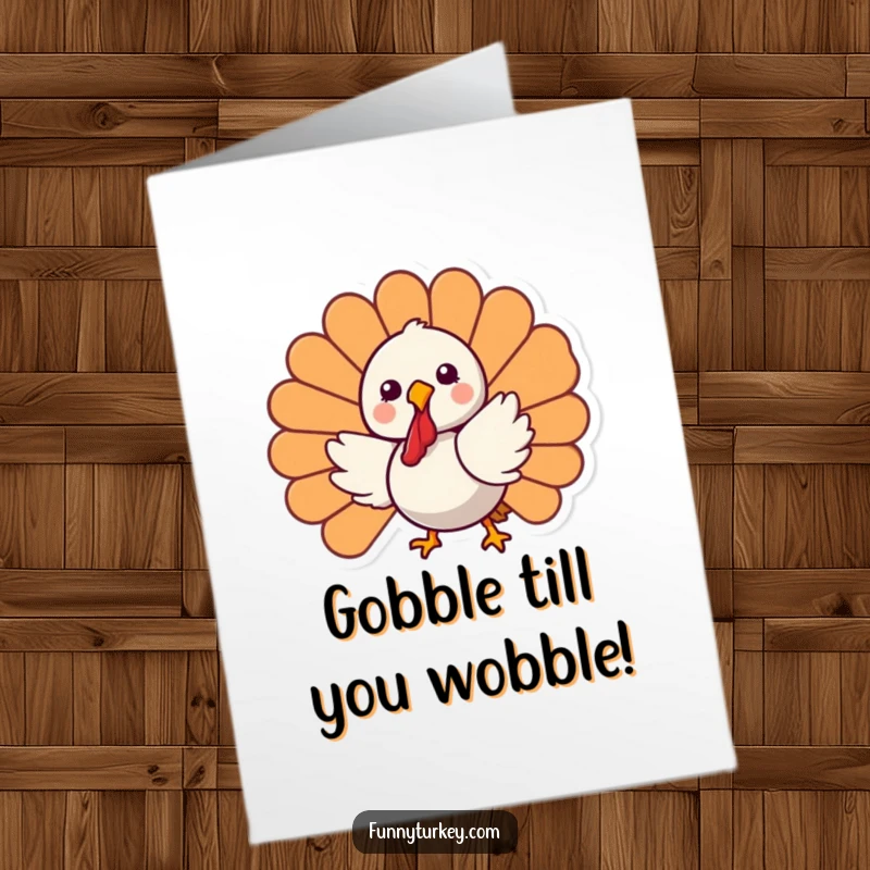 Funny Free Printable Birthday Card: A joyful Kawaii turkey happily spinning in a circle, spreading birthday vibes.