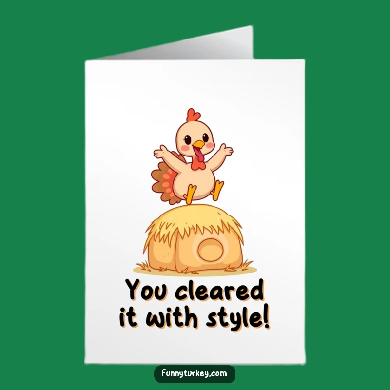 Free Printable Congrats Card: Happy Turkey Jumping - Downloadable Achievement