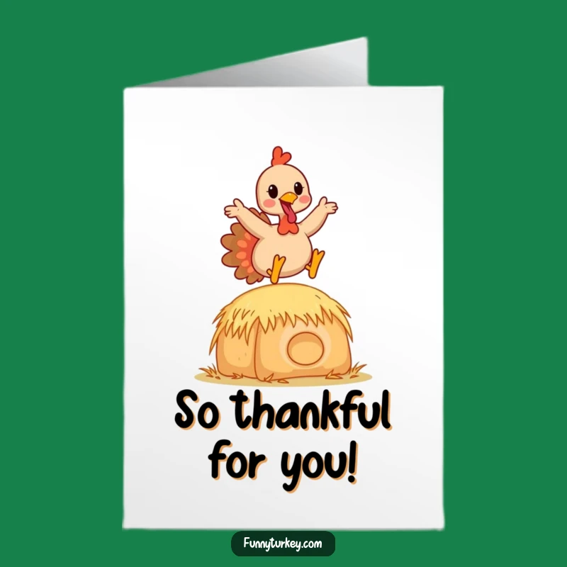 Free Printable Thank You Card: Happy Turkey Jumping - Downloadable Gratitude