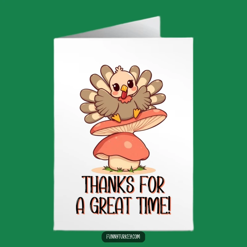 Free Printable Thank You Card: Kawaii Turkey Mushroom Bounce Funny Gift