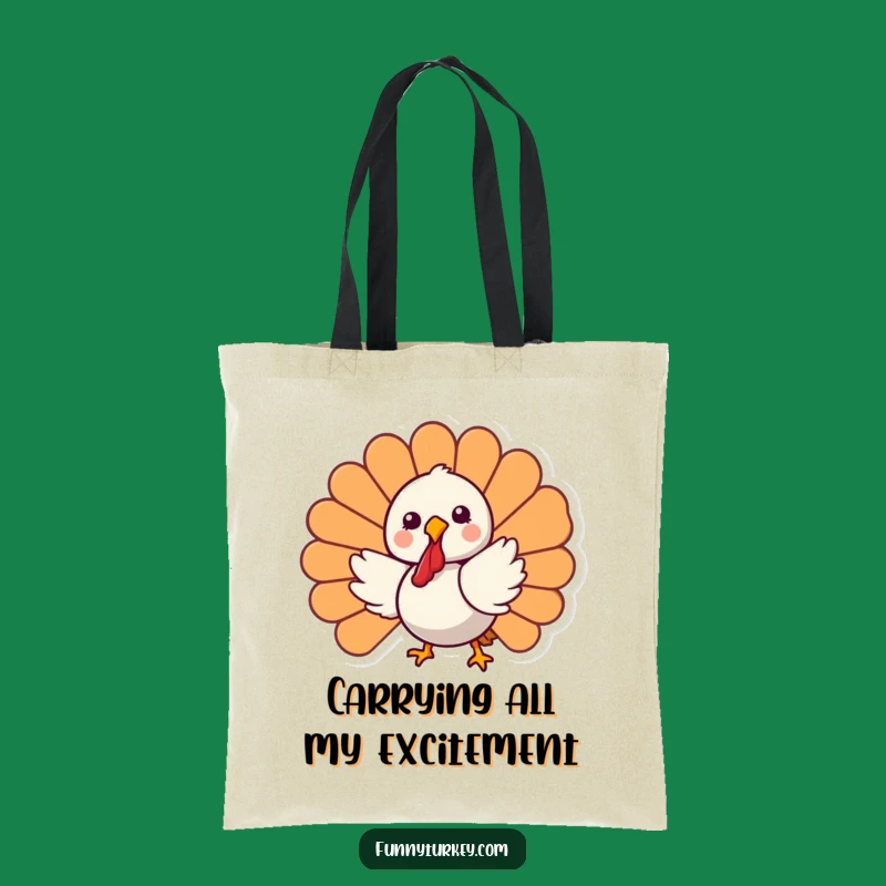 Funny Kawaii Turkey Tote Bag: Joyful Spinning for a Chic & Humorous Carry-All