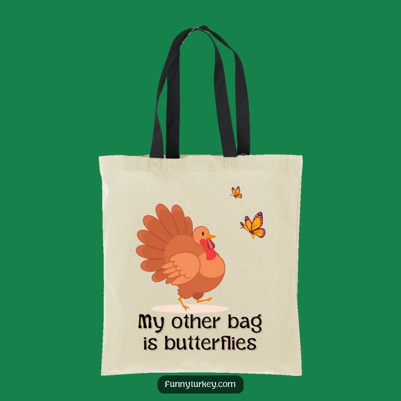 Funny Turkey Silhouette Butterfly Chase Tote Bag - Stylish & Humorous Carry-All Gift